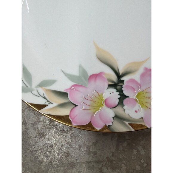 VTG Noritake Azalea Dinner Plates Set of 3 10" Handpainted Pink Floral Gold Trim - Picture 10 of 10